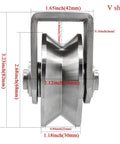 Grooved Wheel Pulley Block Pulley Wheel Stainless Duplex Bearing Silent Detachable Heavy Duty Traction Wheel, front view with dimensions