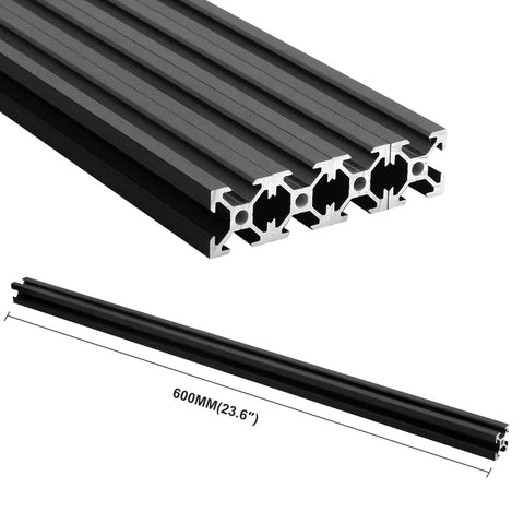 European 2020 V Slot aluminum extrusion kit 600mm length 20x20mm profile black anodized corrosion-resistant CNC 3D printer frames