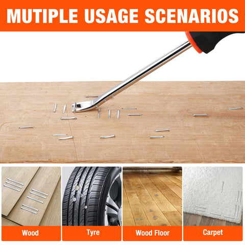 Three Piece Nail Puller And Staple Remover Tool Set With 7 Inch End Cutting Pliers And 8 Inch Bendable And Straight V Tip Tack Pullers