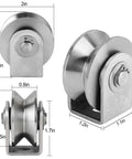 2PCS V Type Pulley Roller 304 Stainless Steel Pulley Block Duplex Bearing Super Silent Heavy Duty Grooved Wheel, Loading 500lb