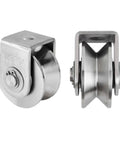 2PCS V Type Pulley Roller 304 Stainless Steel Pulley Block Duplex Bearing Super Silent Heavy Duty Grooved Wheel, Loading 500lb
