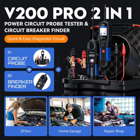 All In One Auto Circuit Tester For 12 And 24 Volt Systems With Wire Tracer Breaker Finder Tool displayed with accessories