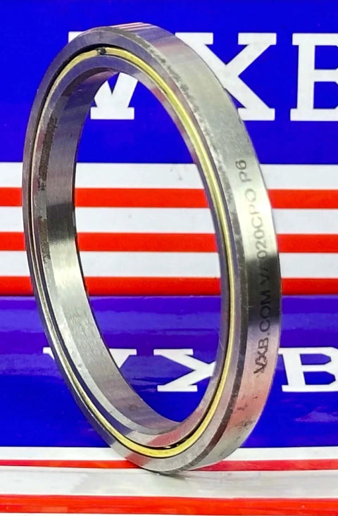 VA020CP0 Thin Section Bearing 2" x 2-1/2" x 1/4" inch - ABEC-3 close-up view showcasing chrome steel material.