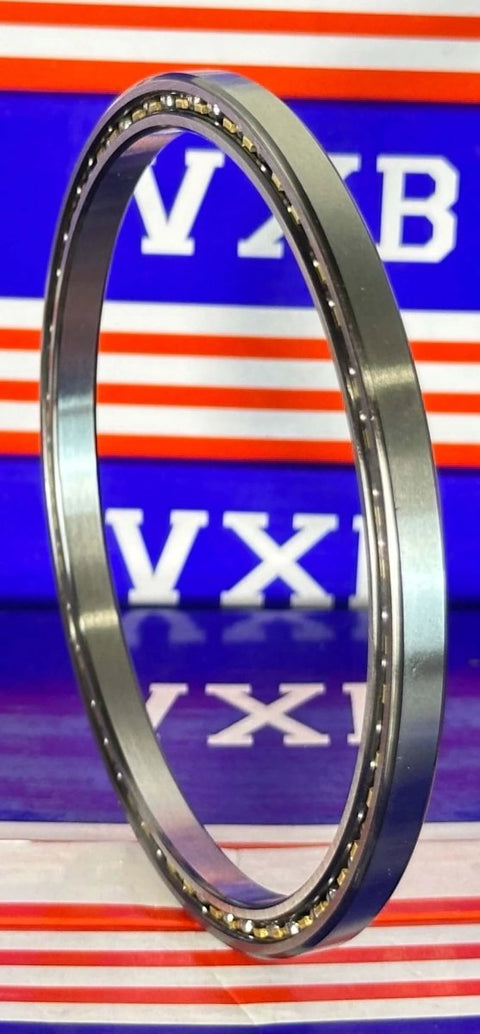VA035XP0 Thin Section Bearing 3.5" x 4" x 0.25" inch featuring nylon cage and open design, side view.
