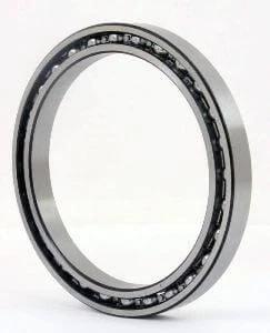 VA060XPO Thin Section Bearing ID 6" OD 6-1/2" Width 1/4" inch, slim design showing brass cage and ball bearings.