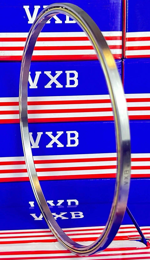 VA065CP0 Thin Section Slim Ball Bearing 6-1/2" x 7" x 1/4" inch profile view on red and white striped background.
