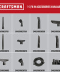Image displaying various 1-7/8 in vacuum accessories by Craftsman, including crevice tools and nozzles for versatile cleaning.