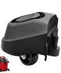Replacement Foot Caster And Caster Wheel For Shop Vacuums 6 To 16 Gallon, black plastic part, shown with red shop vacuum.