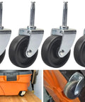 4 Pack Replacement Wet Dry Vacuum Caster Wheels Set Compatible With Ridgid Craftsman And Dewalt Vacuums shown installed on vacuum