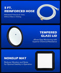 Orion Motor Tech vacuum chamber kit components: 5 ft reinforced hose, tempered glass lid, nonslip mat