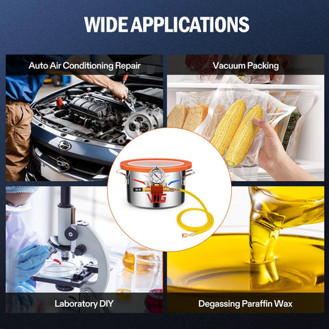 Applications of One Point Five Gallon Vacuum Chamber With Tempered Glass Lid 304 Stainless Steel Degassing Chamber in auto repair and more