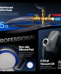 Reinforced wire hose, non-slip silicone pad, and vacuum oil featured in the 1.5 Gallon Stainless Steel Vacuum Chamber With Pump Degassing Kit.
