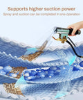 Extractor Wand And Cleaning Head For Vacuum Cleaners With Sealed Spray Design in action on blue fabric surface