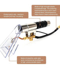 Extractor Wand And Cleaning Head For Vacuum Cleaners With Sealed Spray Design showing stainless steel body with rubber grip