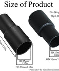 Two Piece Universal Vacuum Hose Adapter Kit showing size dimensions and polypropylene construction, converts 1.26 inch to 1.37 inch.