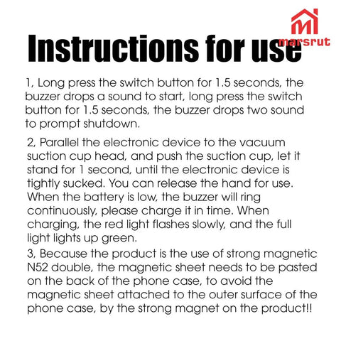 Instructions for using Vacuum Car Phone Mount Holder With Magnetic 360 Degree Rotatable Stand; setup and operation guide