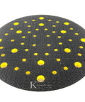 Pro Net Grip Faced Vacuum Pad for 6 Inch Sander Discs with hook and loop backing, showing black and yellow multi-hole design