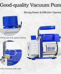 Three Point Five CFM Vacuum Pump With Three Way Manifold Gauge Set For HVAC Refrigeration R12 R22 R134A R502 Compatible