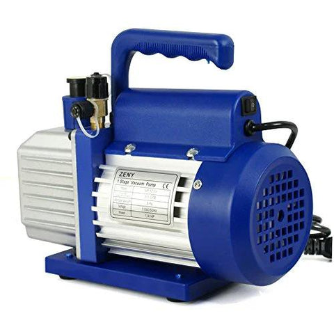 3.5 CFM Single Stage Rotary Vane Vacuum Pump For HVAC Auto AC Refrigerant Recharging With R134a AC Manifold Gauge Set by ZENY