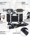 High Efficiency Oilless Vacuum Pump With Fifty Liters Per Minute Capacity And Simple On Off Switch display with components labeled