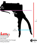 Diagram of JacVac Vacuum Pump Handle dimensions with NPT 1/8-27 threads and optional gauge, showing length, grip width, and fitting diameter.