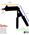 Ultima Vacuum Pump Handle With Aluminum Chamber And Black Padded Rubber Grips, dimensional diagram with measurements and weight