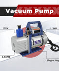 Heavy Duty Vacuum Pump For HVAC Systems 110V 4.5 CFM Single Stage One Third HP For R134a R12 R22 R502; aluminum shell and base design