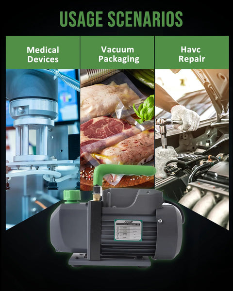 High Performance Three Point Five CFM Single Stage HVAC Vacuum Pump With One Quarter HP 110 Volt Motor for various applications