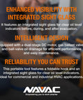 Industrial Grade Vacuum Pump For HVAC Evacuation With 12 CFM Flow And 5 Micron Ultimate Vacuum Dual Stage DC Motor Built For Commercial Settings And Workhorse Daily Use NAVAC NP12DM With Durable Aluminum Construction And Low Noise Operation, highlighting integrated sight glass and intelligent design features.