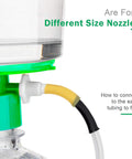 Portable Vacuum Pump For Lab Filtration And Distillation connector showing how to attach tubing to nozzle for varied sizes