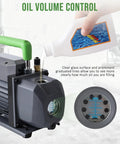 Heavy Duty Four Point Five CFM HVAC Vacuum Pump With One Third Horsepower Motor single-stage oil filling view with oil bottle