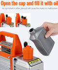Filling oil into 3.5 CFM 110V Single Stage Rotary Vane Vacuum Pump for HVAC Systems Automotive and AC Machines EcoExplorer
