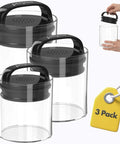 Compact Vacuum Seal Canisters With Twin Valve Airtight Lids, BPA Free, Short Set Of 3 In Assorted Sizes For Coffee, Tea And Snacks