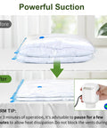Electric Air Pump For Vacuum Storage Bags showing before and after compression with vacuum seal pump for clothing and blankets