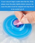 Fingers adjusting valve on vacuum storage bag with blue and pink components, demonstration for Electric Air Pump For Vacuum Storage Bags Fast Compact And Easy To Use Draws Air Out Quickly From Bags Perfect For Clothes Linens And Seasonal Gear No Fuss Valve Pump Ultra Portable Handheld Design With Quiet Operation For Everyday Home Organization.