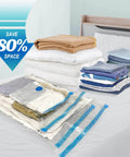 Vacuum Storage Bags with Hand Pump 20 Pack Space Saver Vacuum Seal Bags for Clothing Travel Luggage Blankets Comforters on bed