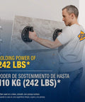 Heavy Duty 8 Inch Vacuum Suction Cup Lift Tool With 242 Lb Capacity for lifting large tiles, shown being used by a person on a tile wall.