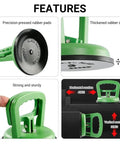 Heavy Duty Vacuum Suction Cup Lifter 4.5 Inch With Dual Locking Handles Gripper showing features and suction power