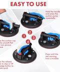 Instructions using Heavy Duty Vacuum Suction Cup Lifter For Glass And Large Appliances With Pressure Gauge
