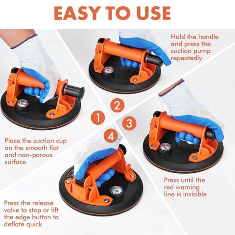 Instructions for using Heavy Duty Vacuum Suction Cup Lifter For Glass And Large Appliances Like Air Conditioners Refrigerators