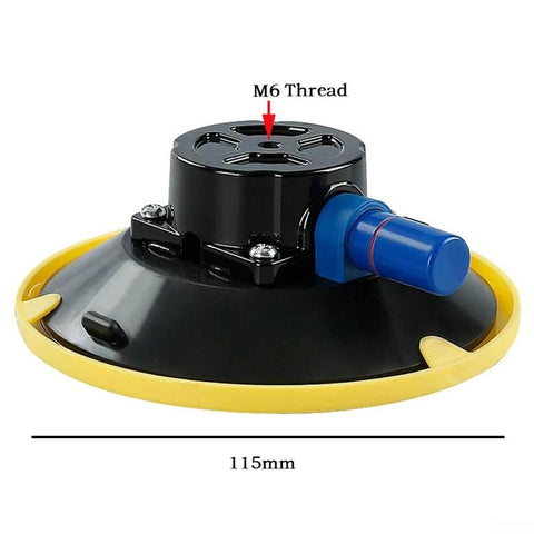 4 Inch Vacuum Suction Cup Mount Base With M6 And M8 Threaded Studs 70 lb Heavy Duty Sucker, close-up of M6 thread and vacuum seal.