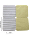 Four multicolor 10cm by 10cm rug pad grippers showing front and back, 4-Piece Vacuum Tech Rug Pad Grippers For Hardwood Floors And Under Rugs Tape Keep Your Rugs In Place And Corners Flat Washable And Reusable Adhesive For Non Carpet Surfaces