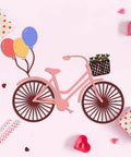 Valentines Day Bike Background Cutting Dies Set with balloons and flowers, carbon steel cutters for card making and scrapbooking.
