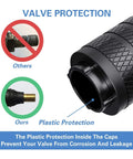 Tire Valve Stem Caps Black Anodized Aluminum Set 4 Pack With Plastic Inner Valve Design for Corrosion Resistance and Rust Prevention