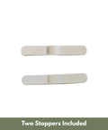 Universal Mid Door Slider Kit For Van Sliding Doors Stopping At Mid Position For Privacy And Airflow No Drill Install Aircraft Grade Aluminum With Epoxy Finish Ideal For Stealth Camping And Partial Coverage, showing two aluminum stoppers
