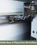 Close-up of Universal Mid Door Slider Kit for van sliding doors stopping at mid position, showing aircraft-grade aluminum.