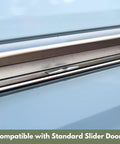 Close-up of Universal Mid Door Slider Kit for van sliding doors, showing aircraft grade aluminum track for privacy and airflow