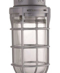 Industrial Jelly Jar Vapor Tight Light Fixture With Prismatic Glass Globe, 150W 120V Ceiling Or Wall Mount Lamp, Built Tough Gray