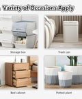 16 Pcs Self Adhesive Caster Wheels Universal 360 Degree Swivel Heavy Duty Appliance Rollers displayed with storage box, trash can, bed cabinet, and potted plant.