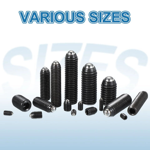 M6x12mm Ball Point Set Screws 10 Pcs Carbon Steel Hex Socket Spring Plungers Grub Screws For Industrial Use